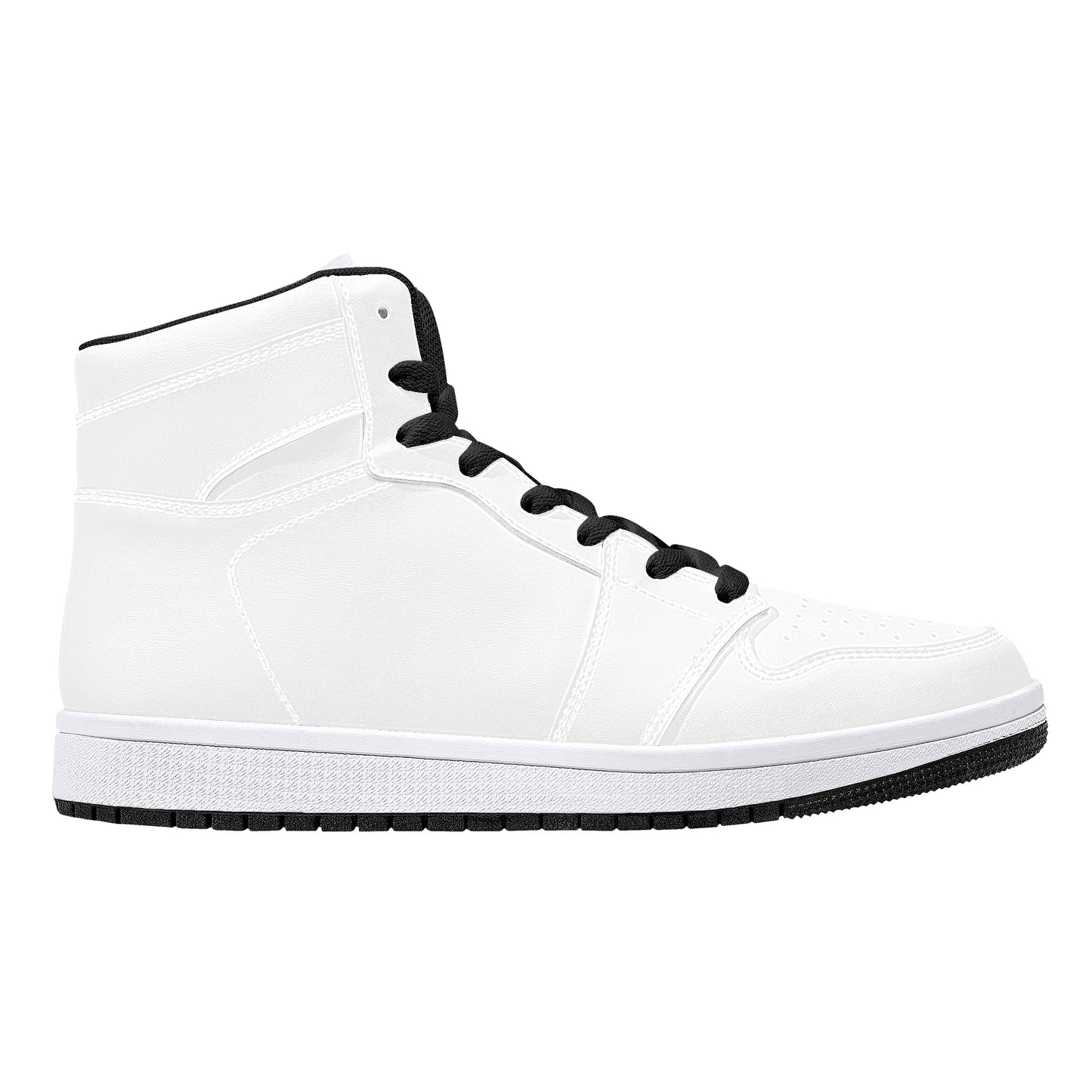 High-Top Synthetic Leather Sneakers - Black