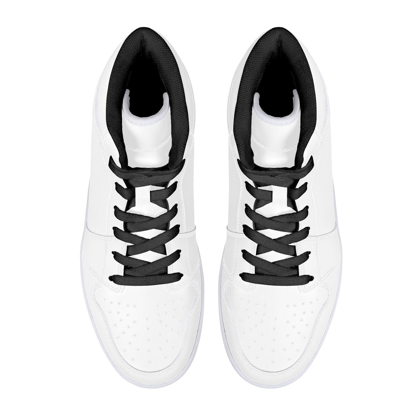 High-Top Synthetic Leather Sneakers - Black