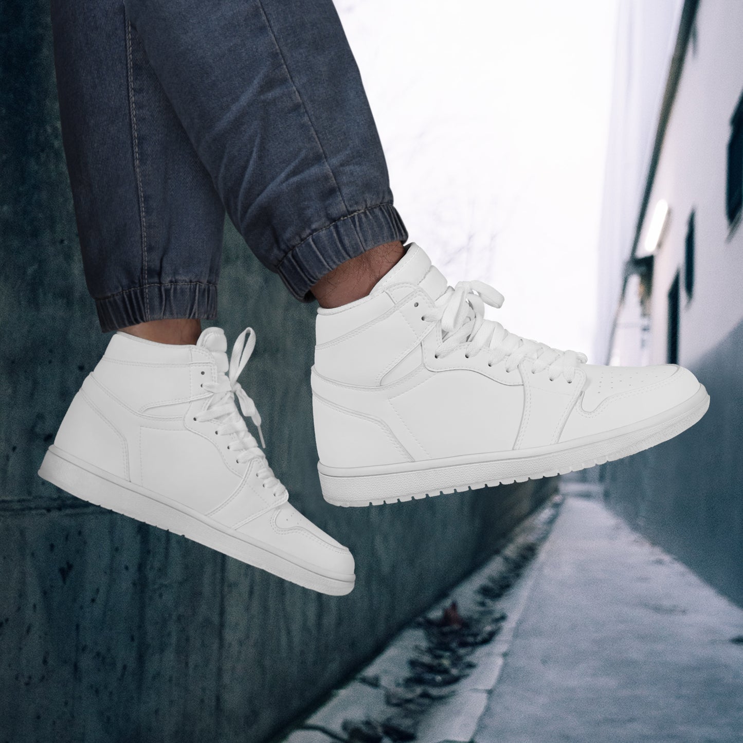 High Top Synthetic Leather Sneaker