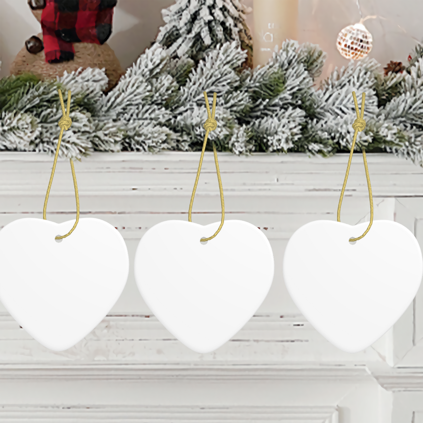 Ceramic Heart Shape Christmas Pendant