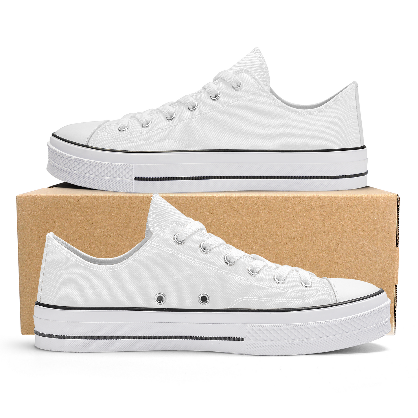 SF_S62 Unisex Classic Low Top Canvas Shoes - White