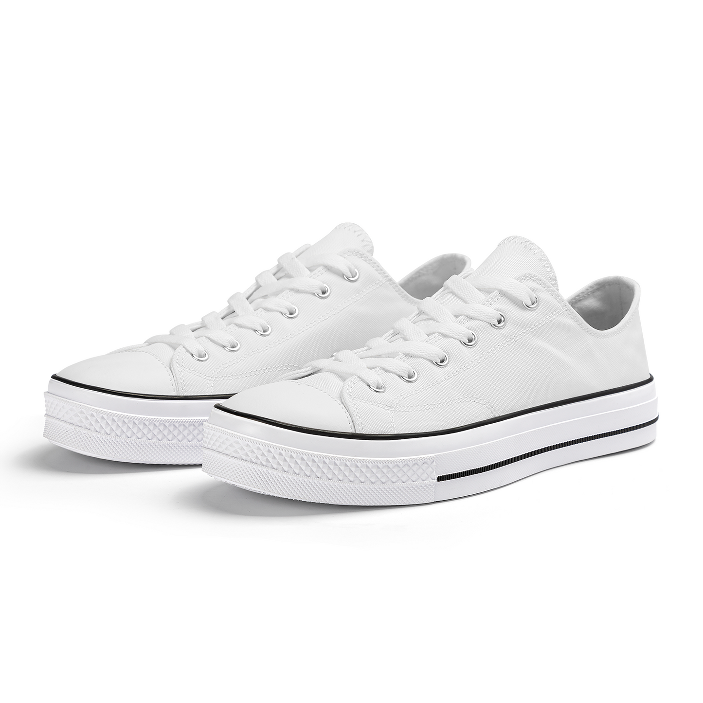 SF_S62 Unisex Classic Low Top Canvas Shoes - White