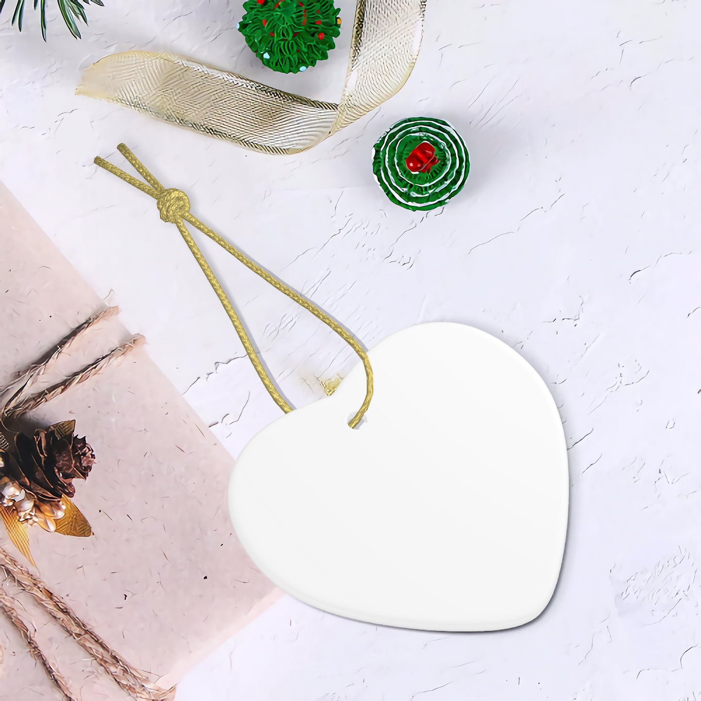 Ceramic Heart Shape Christmas Pendant