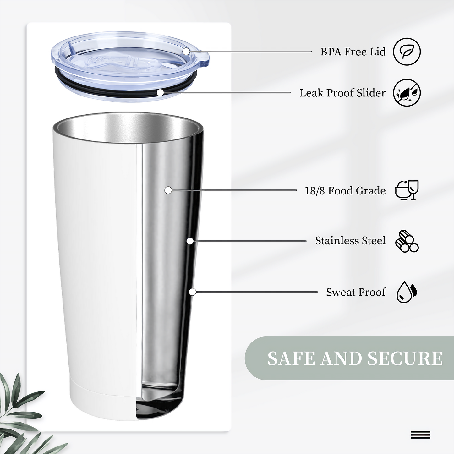 Stainless Steel Straw Lid Cup 20oz